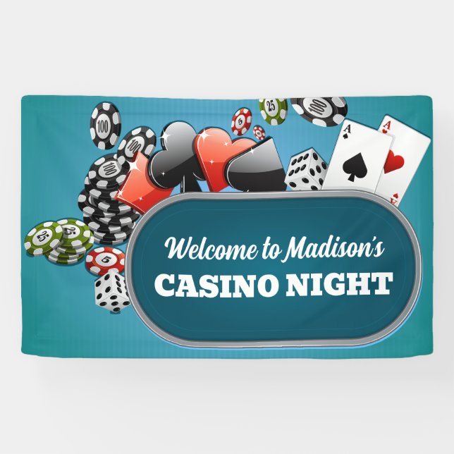 Banderoles Casino / Poker texte personnalisé (Horizontal)