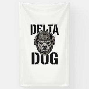 Banderoles Casque Delta Dog Bulldog Gravure Vintage Design_