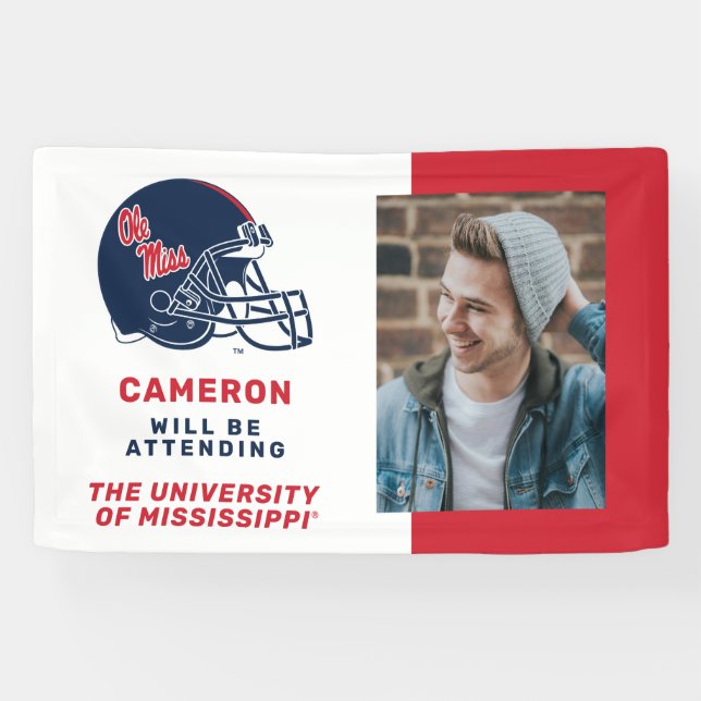 Banderoles Casque Ole Miss Football | bleu foncé (Horizontal)