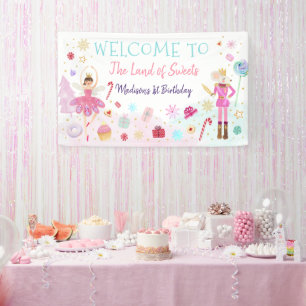 Banderoles Casse-noix Pays des sucreries Or rose Anniversaire