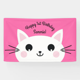 Banderoles Cat Cute Kitty Colorée 1er Anniversaire Thème de f