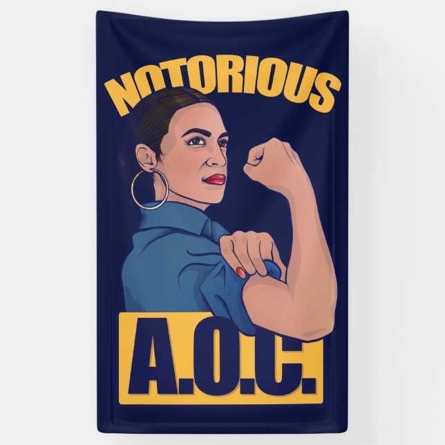 Banderoles Célèbre AOC alexandria ocasio cortez rétro rosie (Vertical)