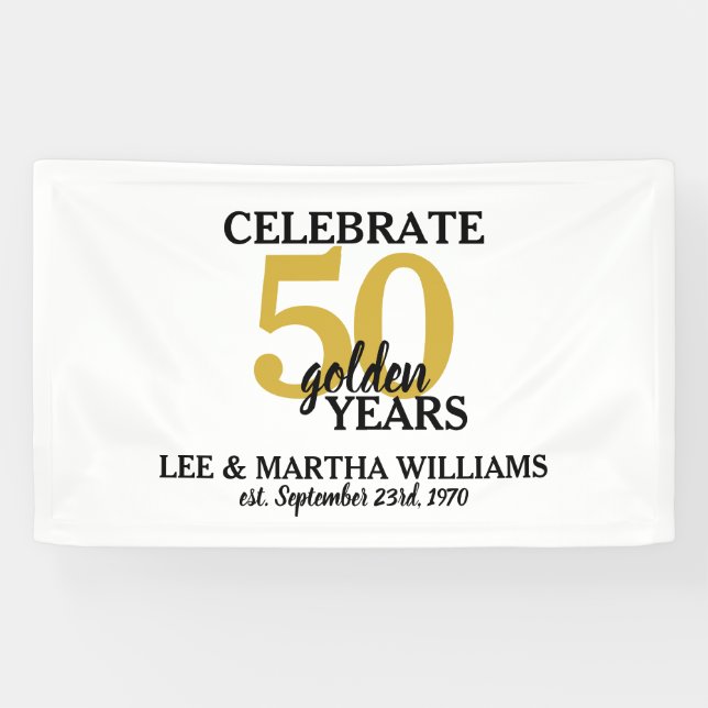 Banderoles Célébrer 50 ans d'or 50e anniversaire de Mariage (Horizontal)