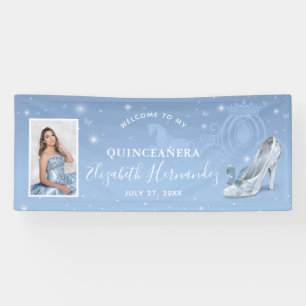 Banderoles Cendrillon Quinceanera Photo Anniversaire Bleu Cla