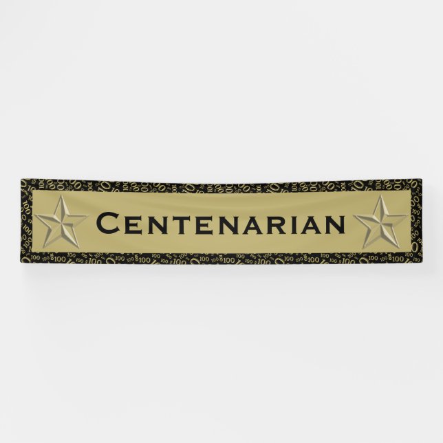 Banderoles "CENTENARIAN" 100e anniversaire Noir / Or Numéro  (Horizontal)