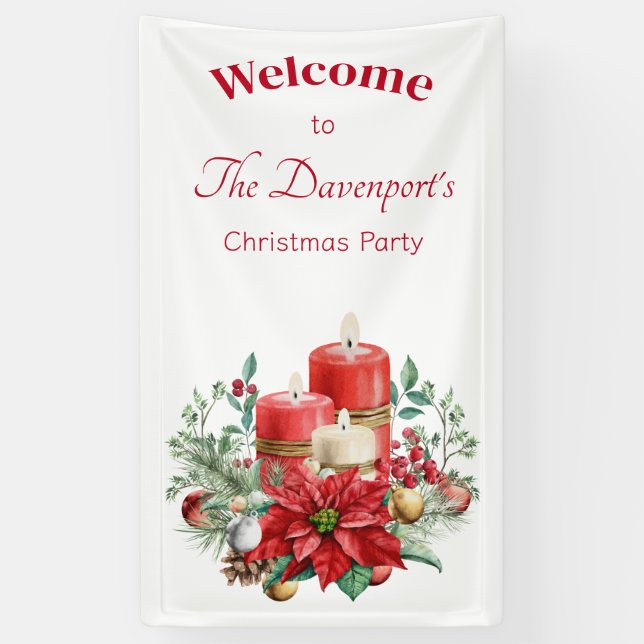 Banderoles Centerpiece de bougie avec Poinsettia Flower (Vertical)