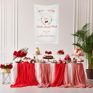 Banderoles Cerise sur le Gâteau Bienvenue à la Soirée de Ma