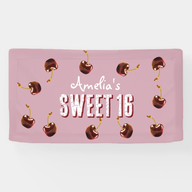 Banderoles Cerry Sweet 16 Soirée personnalisée (Horizontal)