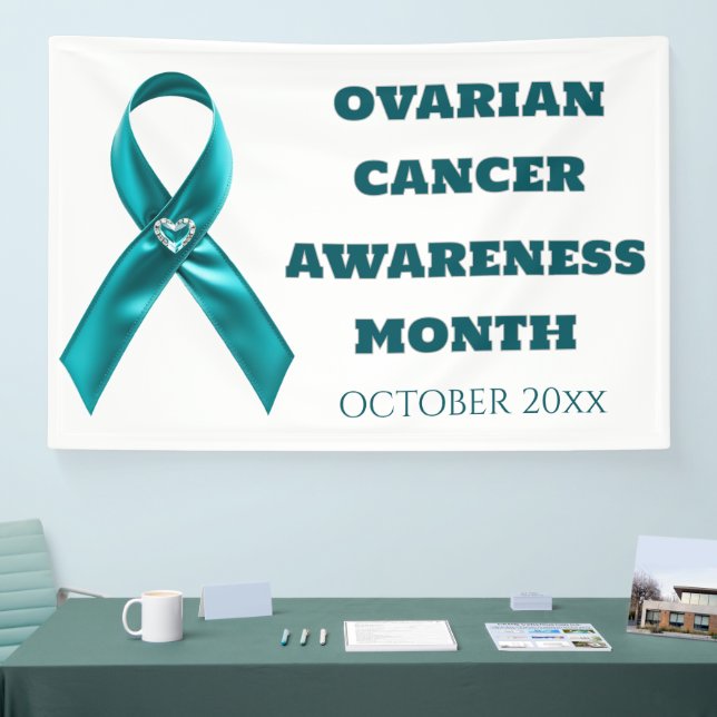 Banderoles Cervical cancer teal ribbon ovarian awareness (Salon professionnel)