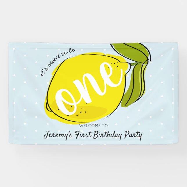 Banderoles C'est doux d'être One Lemon Blue 1er anniversaire (Horizontal)
