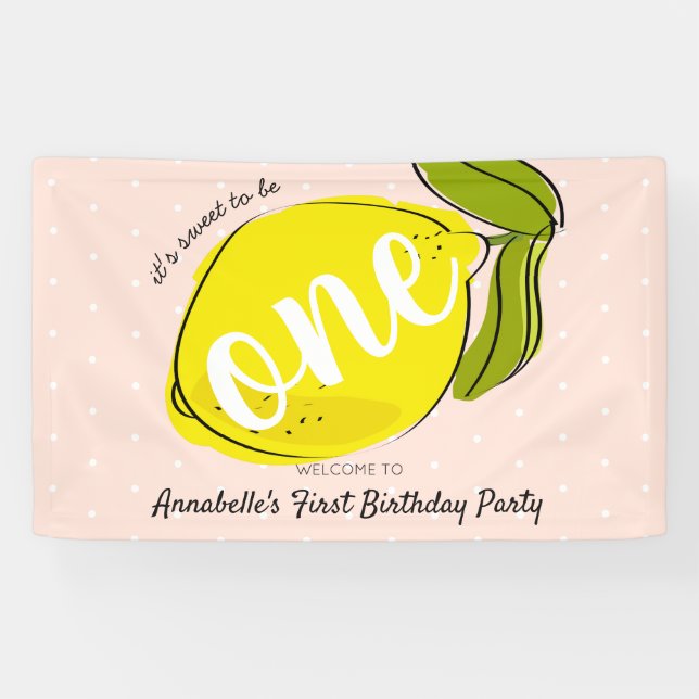 Banderoles C'est doux d'être un citron rose 1er anniversaire (Horizontal)