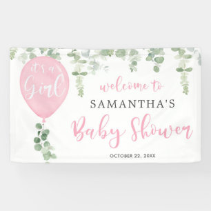 Banderoles C'est un baby shower d'eucalyptus en ballon rose f