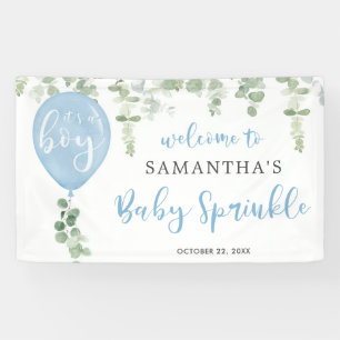 Banderoles C'est un ballon bleu garçon eucalyptus bébé saupou
