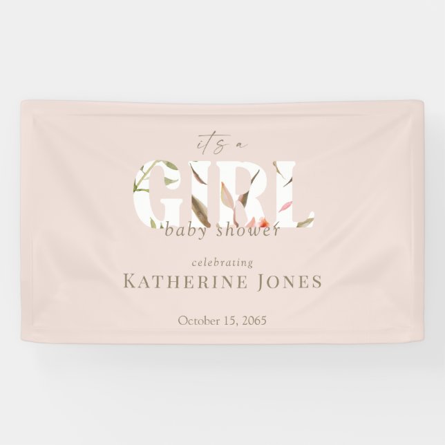 Banderoles C'est une fille Blush Baby shower II (Horizontal)