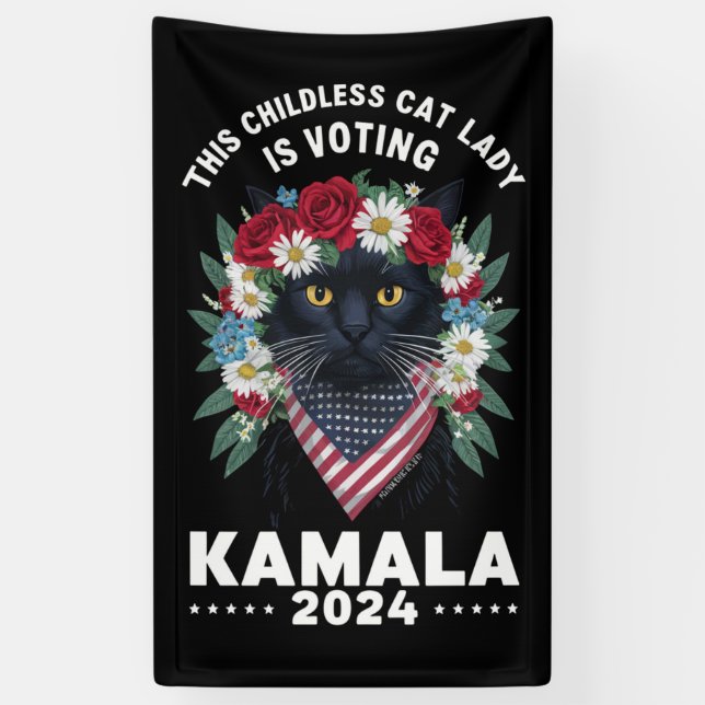 Banderoles Cette Femme-Chat Sans Enfant Vote Kamala (Vertical)