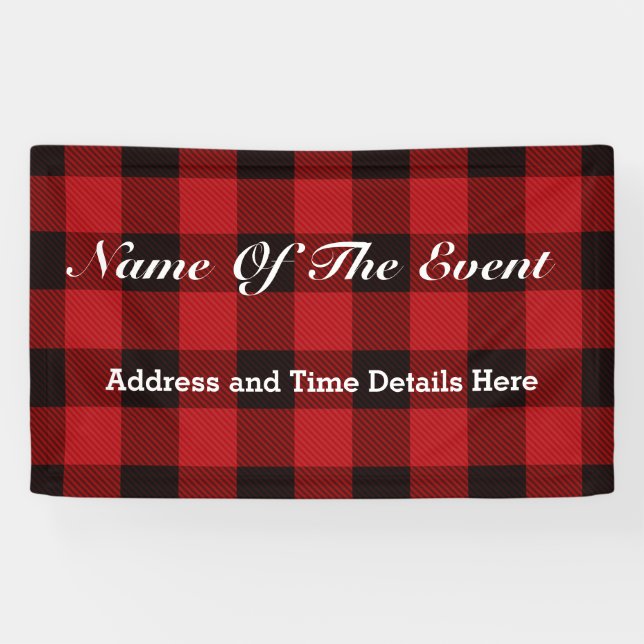 Banderoles chalet Noël plaid Boeuf rouge bison (Horizontal)