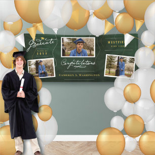 Banderoles Chalkboard Graduate Script 3 Photo Grad Party