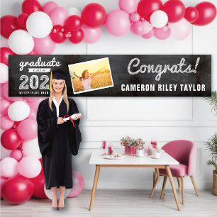 Banderoles Chalkboard Sketch Class Of 2024 Photo Grad Party