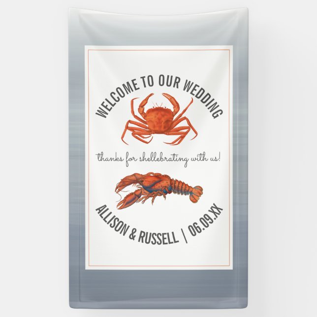 Banderoles Chambray d'accueil des Mariages de homard et de cr (Vertical)