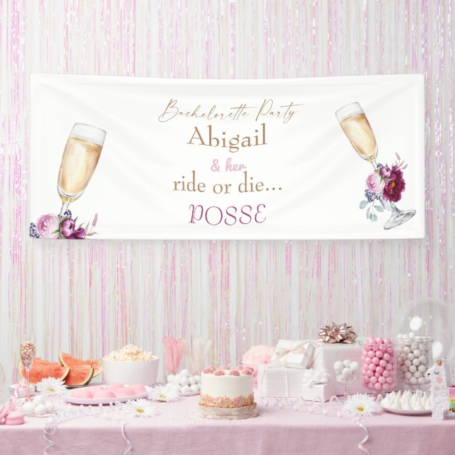 Banderoles Champagne Bride Ride ou Die Posse Bachelorette (Fête)