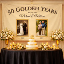 Champagne Gold 50 Golden Years Photo Anniversary B
