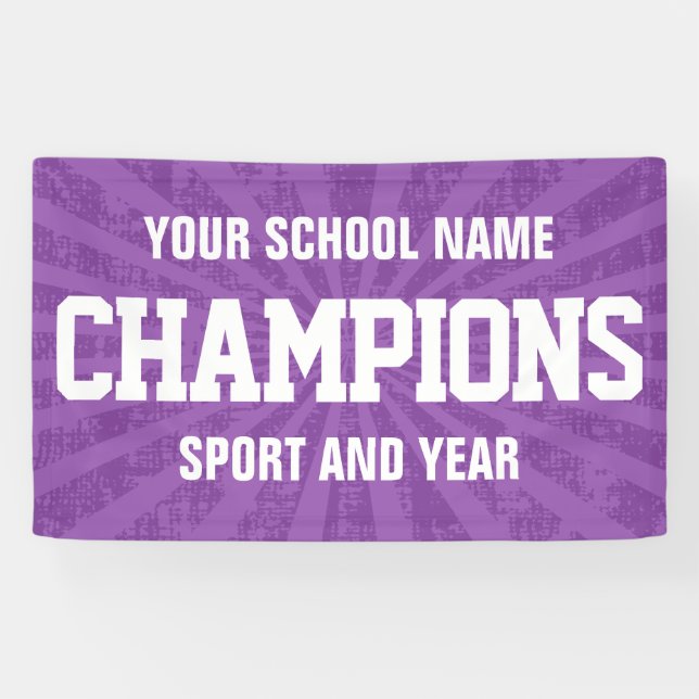 Banderoles Champions pourpres d'équipe de sports d'école (Horizontal)
