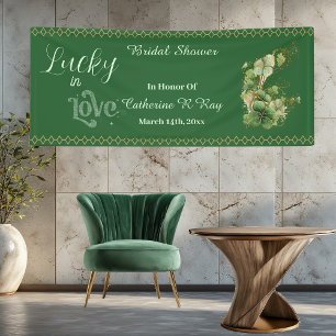 Banderoles Chanceux en amour cadre doré shamrock Baby Shower