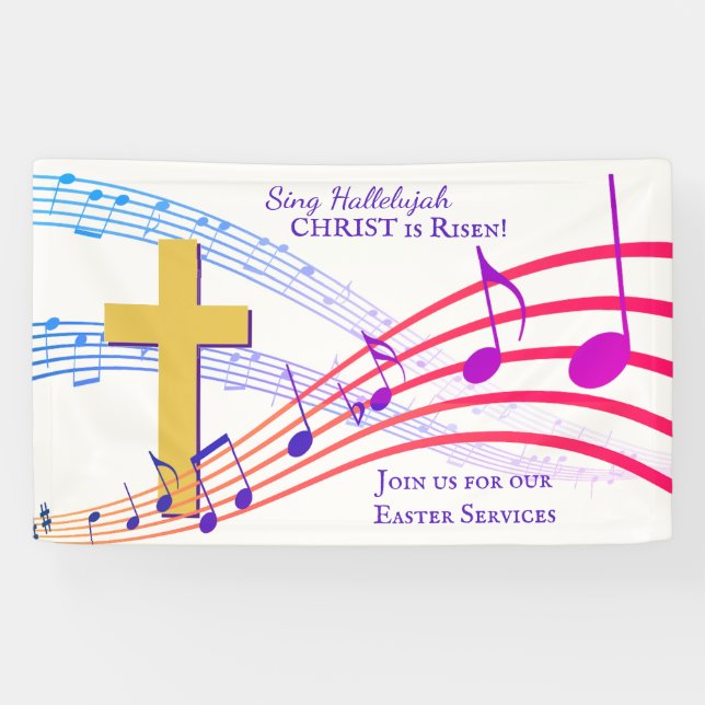 Banderoles CHANT Personnalisé HALLELUJAH CHRIST EST RISQUÉ Pâ (Horizontal)