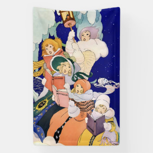 Banderoles Chanteurs de Noël vintage sous les étoiles 