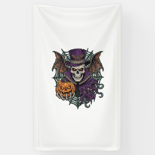 Banderoles Chapeau Haut de Forme de Crâne de Halloween Chauve