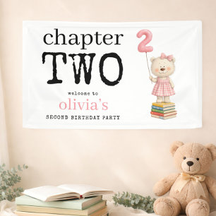 Banderoles Chapitre deux ours livres fille Bienvenue 2e anniv