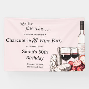 Banderoles Charcuterie et vin rouge 50 ans Blush d'anniversai