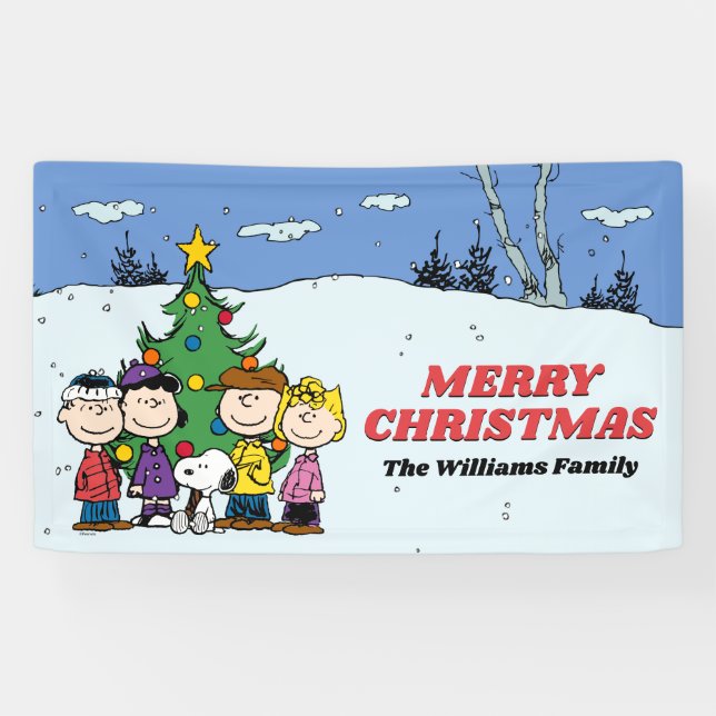 Banderoles Charlie Brown et ses amis Noël (Horizontal)