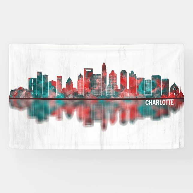 Banderoles Charlotte North Carolina Skyline (Horizontal)