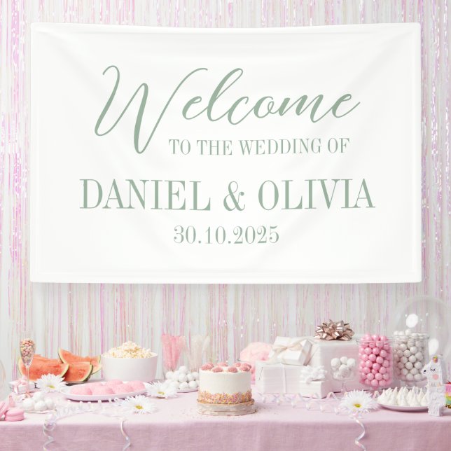 Banderoles Charme Élégant Vert Fleur sauvage Wed Seating Char (Fête)