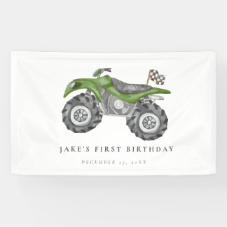 Banderoles Charming Green Quad Bike Anniversaire