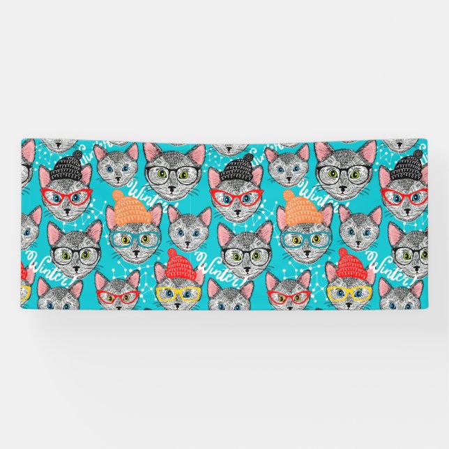 Banderoles Chat dans le casquette (Horizontal)