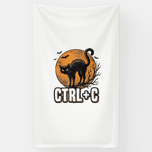 Banderoles Chat effrayant CTRL C Conception vectorielle Hallo (Vertical)