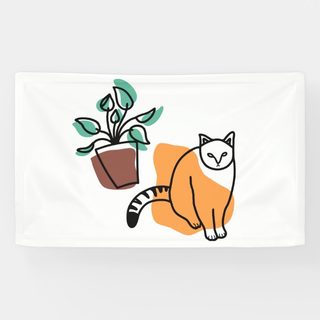 Banderoles Chat et le plante (Horizontal)