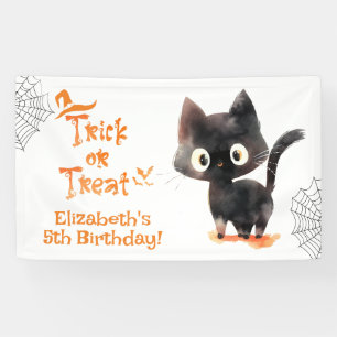 Banderoles Chat noir d'Halloween mignon Tricoter ou gâter ann