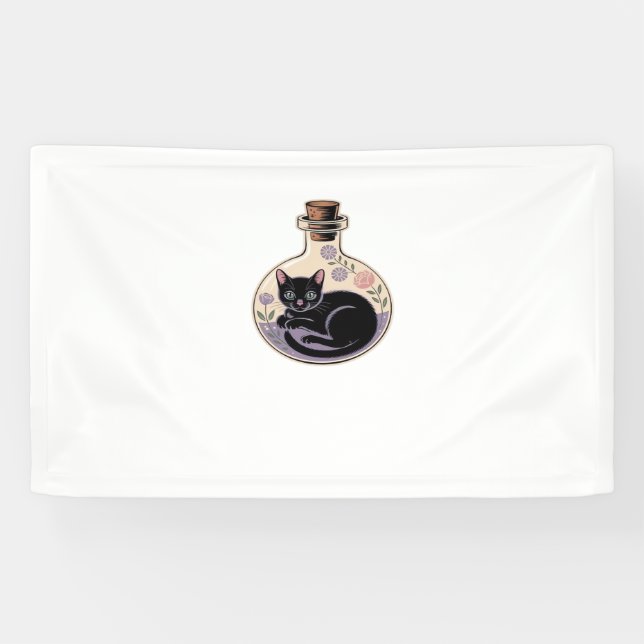 Banderoles Chat noir en bouteille de potion T-shirt classique (Horizontal)