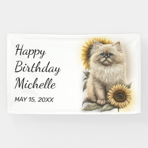 Banderoles Chaton himalayen Tournesols Joyeux Anniversaire