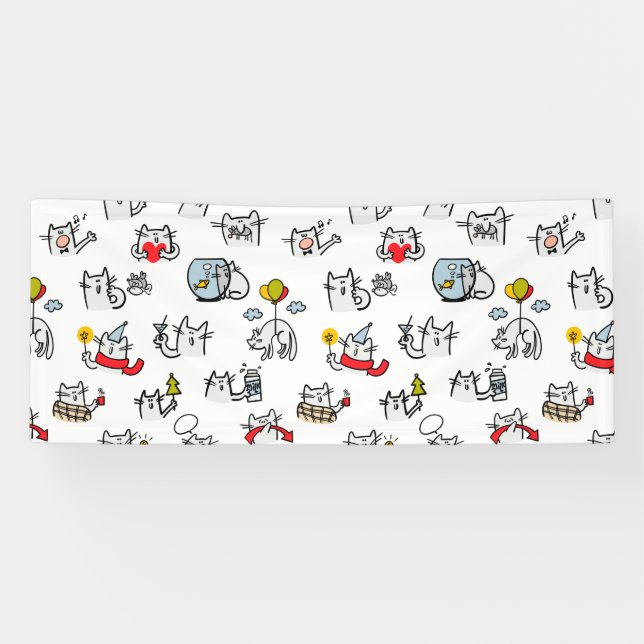 Banderoles Chats amusants, lait et magie. (Horizontal)