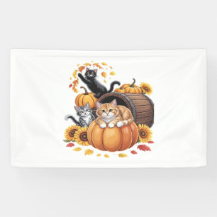Banderoles Chats Automne Citrouilles Thanksgiving Sunflower O
