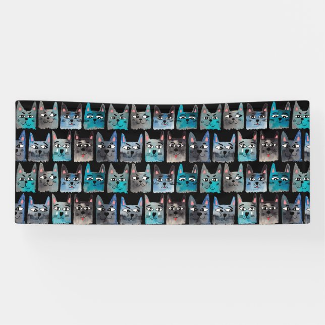 Banderoles Chats bleus (Horizontal)