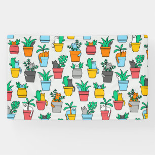 Banderoles Chats dans les pots à fleurs