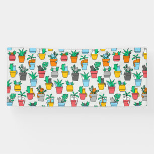Banderoles Chats dans les pots à fleurs