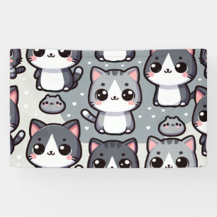 Banderoles Chats gris Tuxedo