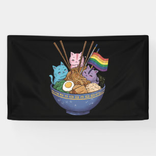 Banderoles Chats Ramen Drapeau Arc-en-ciel Anime Mois de la f
