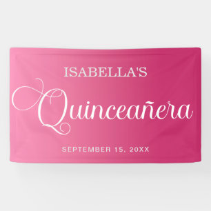 Banderoles Chaud rose Quinceañera Anniversaire Élégant Script
